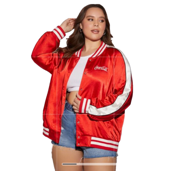 Coca Cola Jackets & Blazers - Coca-Cola x Forever 21 Women's Satin Varsity Jacket Souvenier Plus Size 3x